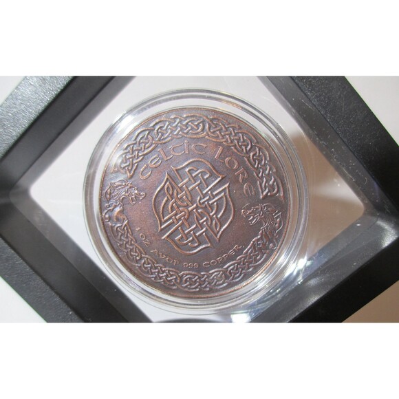 Celtic Lore - Cernunnos - 1oz .999 copper round-Framed with display Stand - Picture 6 of 7